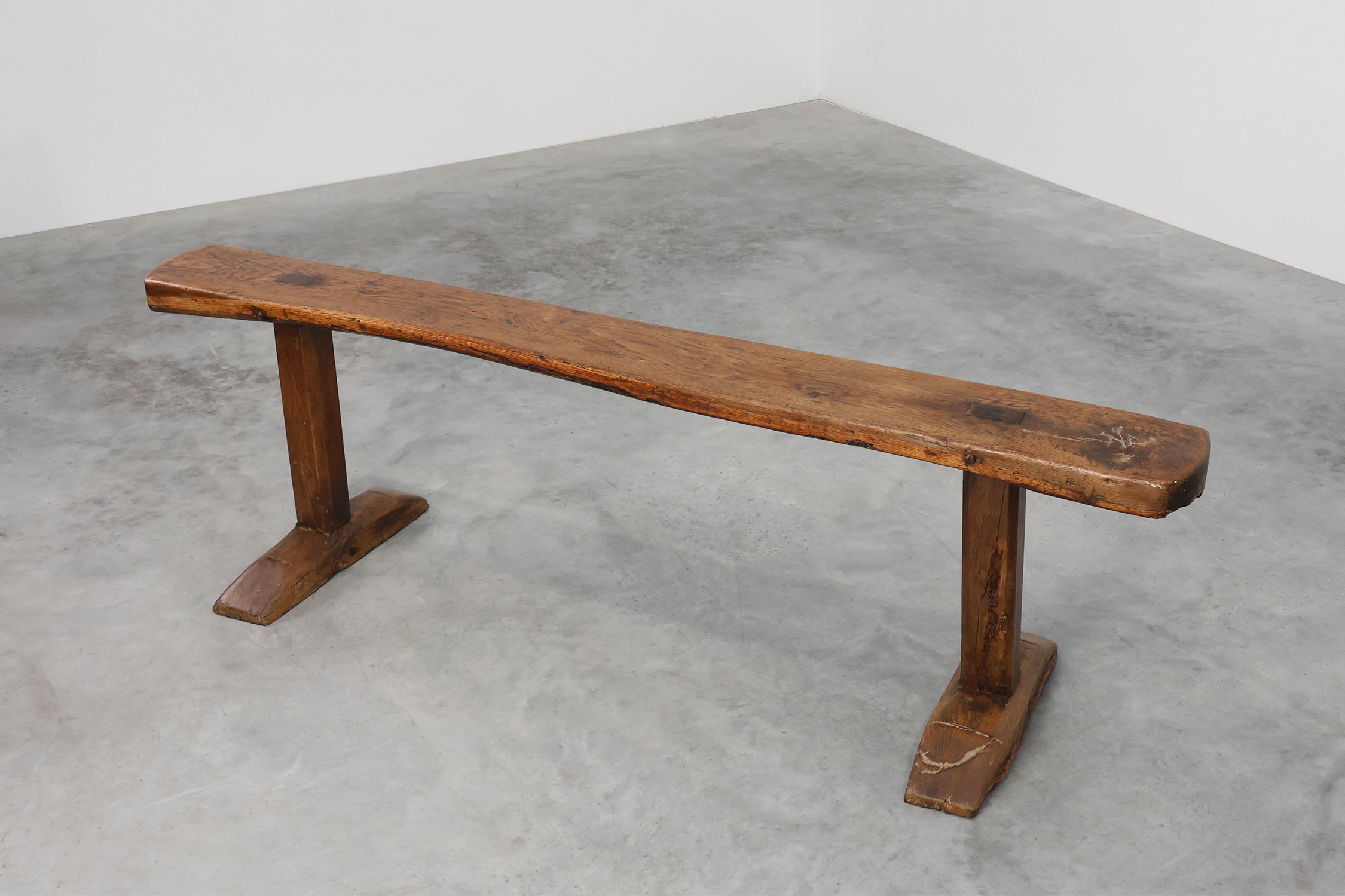 Pair of rustic Oak Benches, France, 1850thumbnail